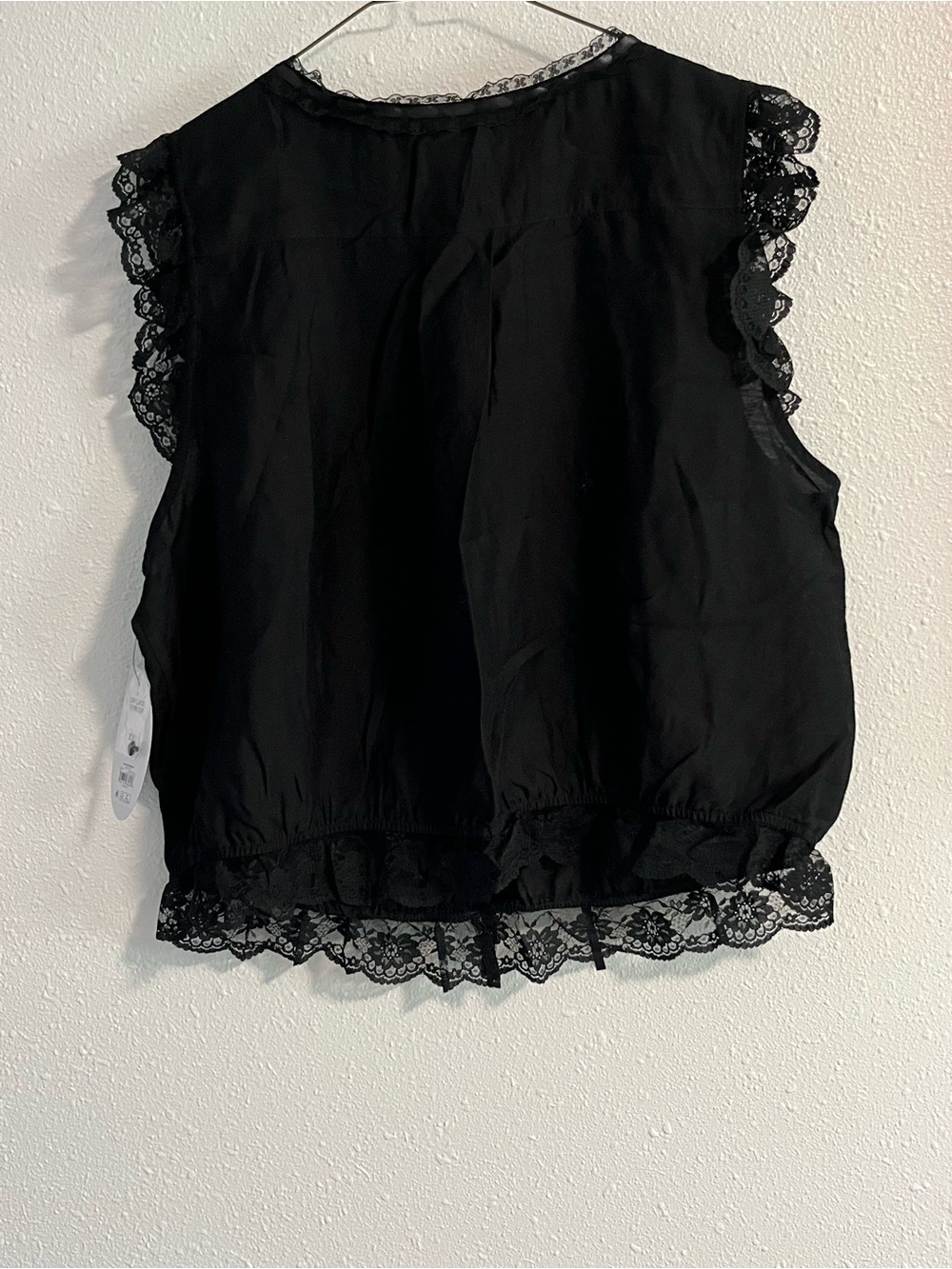 NWT Scoop Black Lace-Trim Tie Front Sleeveless Blouse Size XXL (20) - Picture 5 of 10